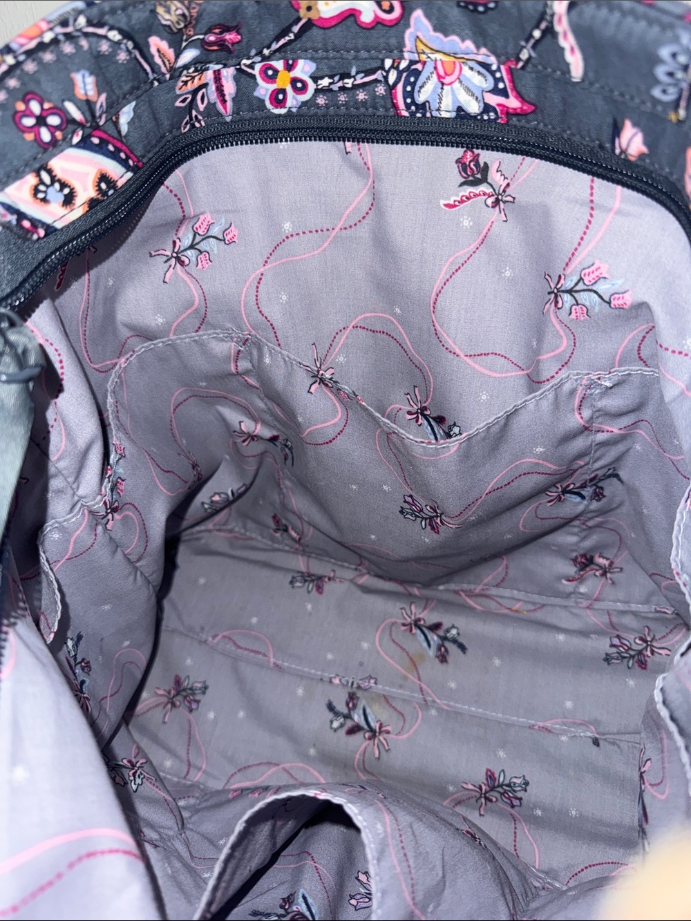 Vera Bradley Quilted Paisley Tote in Navy and Pink - Picture 4 of 4